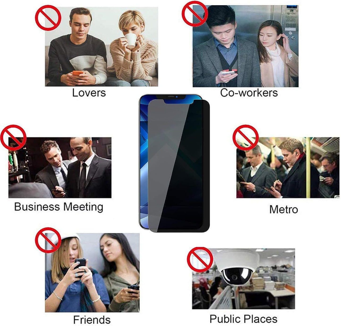4X for Iphone 16 15 14 13 12 11 Pro Max Privacy Tempered GLASS Screen Protector