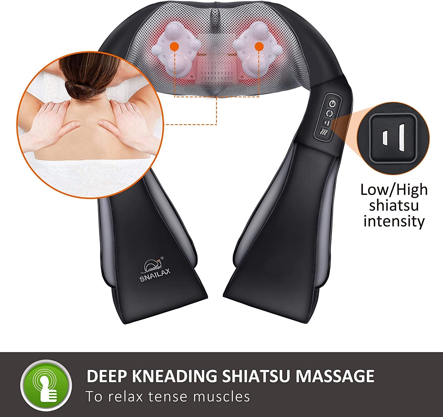 Neck Massager with Heat -Shiatsu Back Massager,Shoulder Massager,Christmas Gifts for Mom,Dad,Pillow Massagers for Neck and Back,Leg,Foot