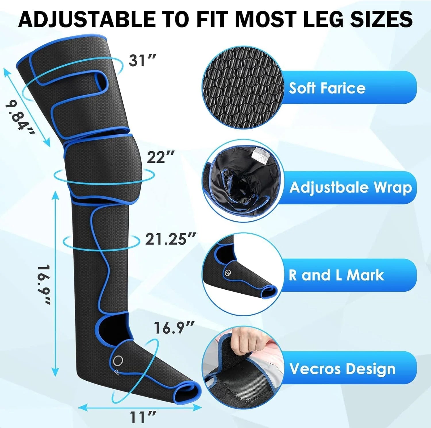 Leg Massager, Air Compression Foot Massager for Leg, Calf, Thigh, Vibration, Knee Heating, Helpful for Varicose Veins, Muscle Fatigue, Cramps, Swelling, Gift for Fathers' Mothers' Day