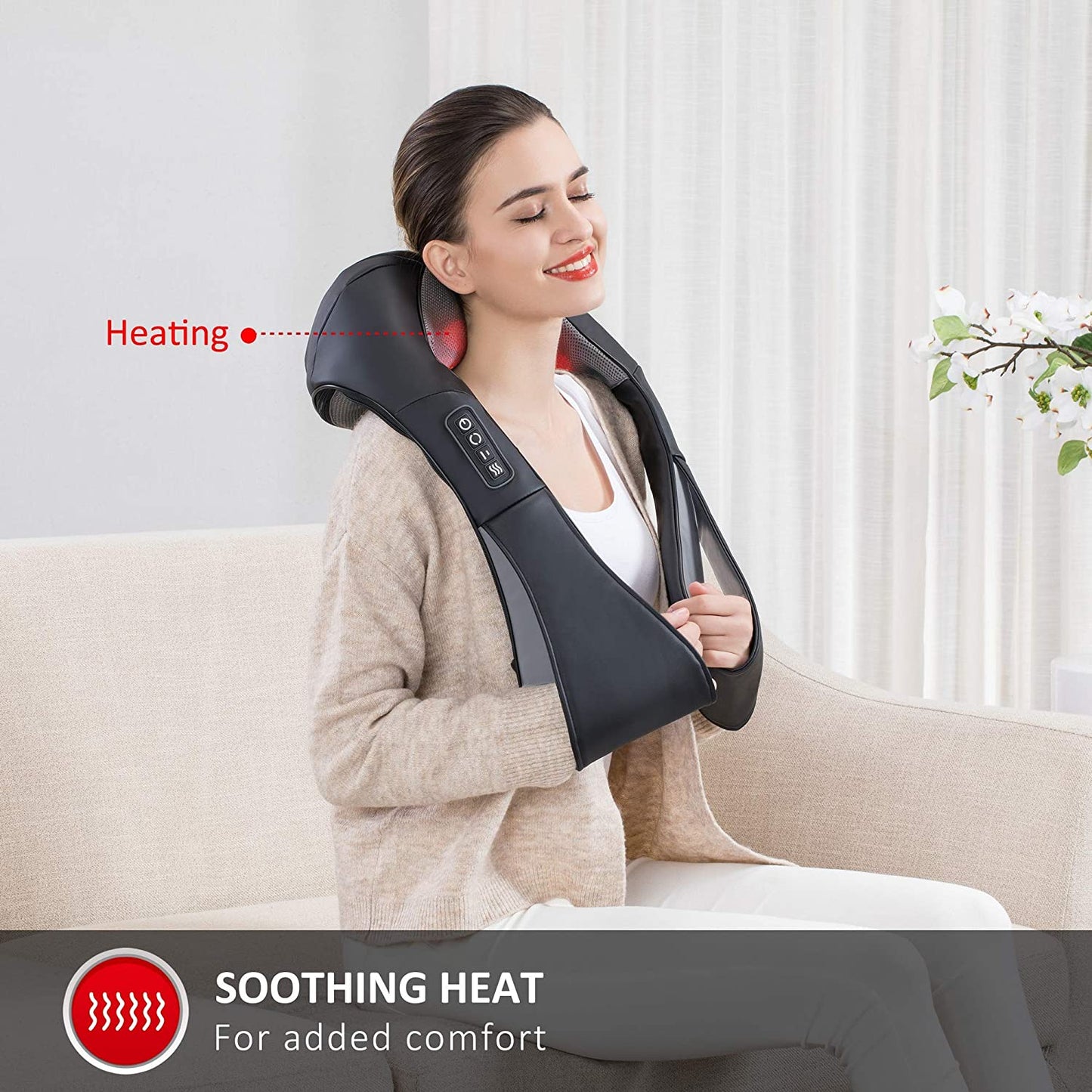 Neck Massager with Heat -Shiatsu Back Massager,Shoulder Massager,Christmas Gifts for Mom,Dad,Pillow Massagers for Neck and Back,Leg,Foot