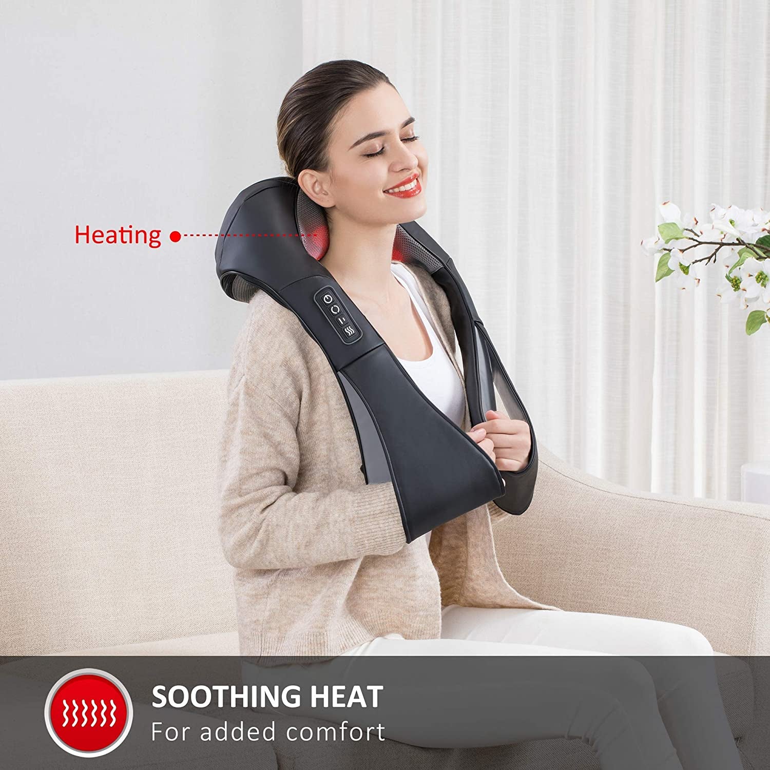 Neck Massager with Heat -Shiatsu Back Massager,Shoulder Massager,Christmas Gifts for Mom,Dad,Pillow Massagers for Neck and Back,Leg,Foot
