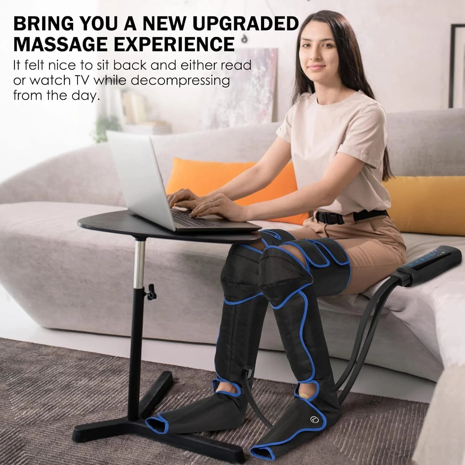 Leg Massager, Air Compression Foot Massager for Leg, Calf, Thigh, Vibration, Knee Heating, Helpful for Varicose Veins, Muscle Fatigue, Cramps, Swelling, Gift for Fathers' Mothers' Day