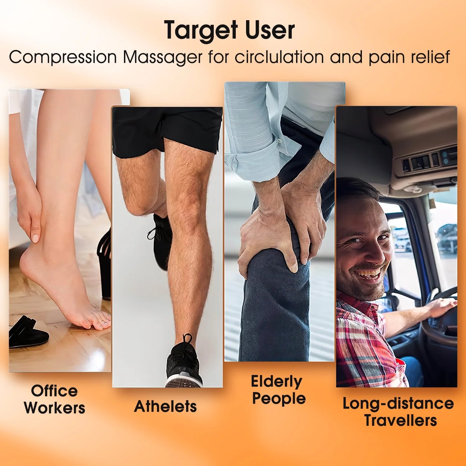 Leg Massager, Air Compression Foot Massager for Leg, Calf, Thigh, Vibration, Knee Heating, Helpful for Varicose Veins, Muscle Fatigue, Cramps, Swelling, Gift for Fathers' Mothers' Day