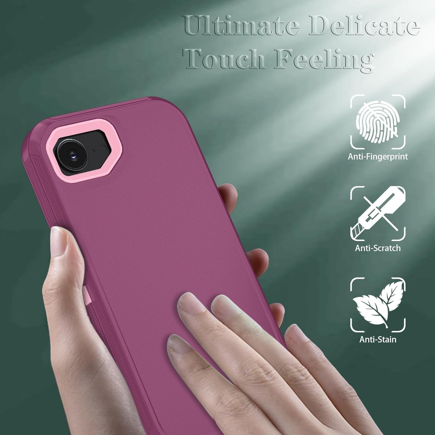 Phone Case for Iphone 16E with HD Screen 16E, Wineredpink