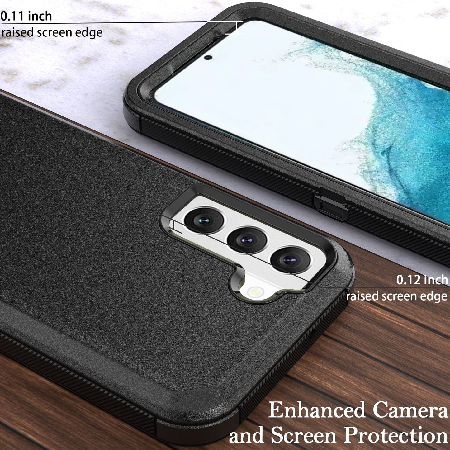Samsung Galaxy S22 plus Case with Belt Clip Holster Heavy Duty Hard Shockproof Armor Protector Case Cover for Galaxy S22+ 5G Phone Case (Black)