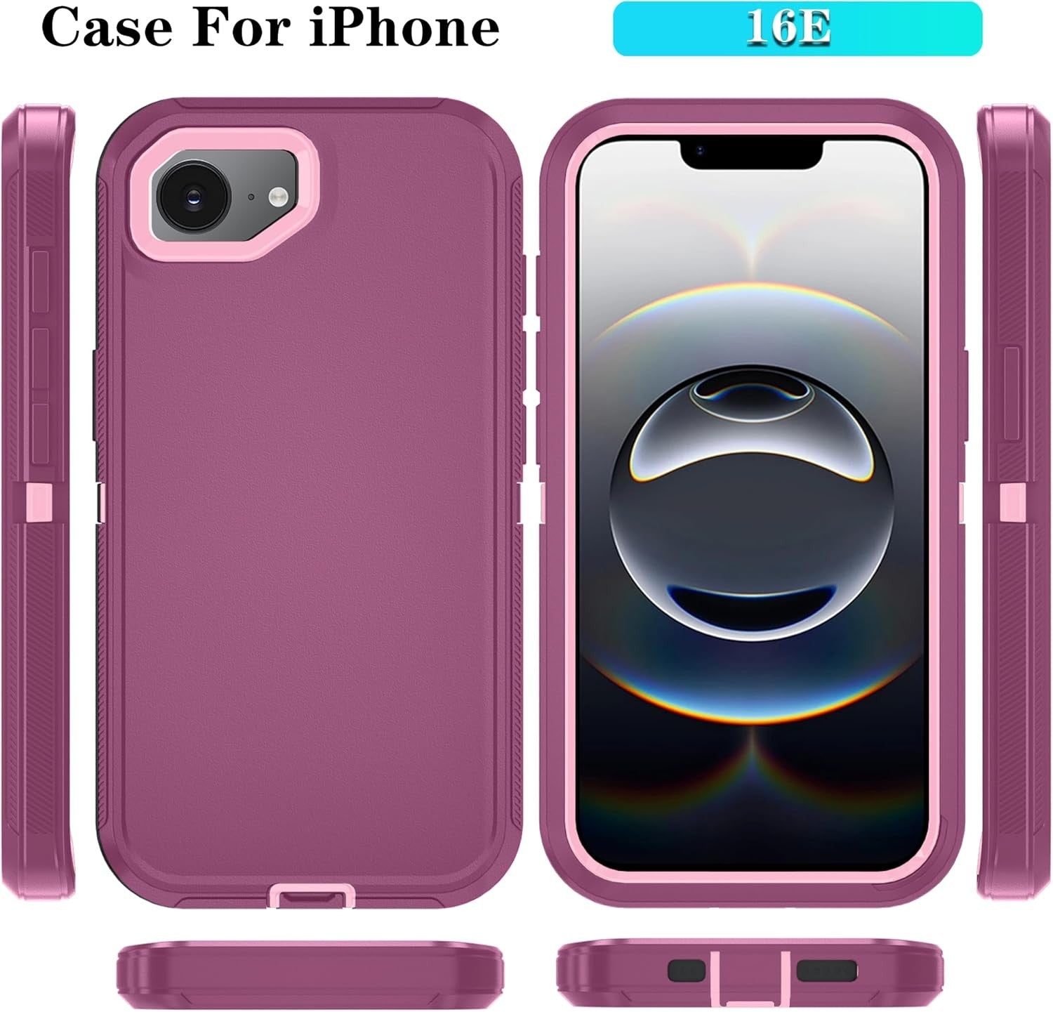 Phone Case for Iphone 16E with HD Screen 16E, Wineredpink