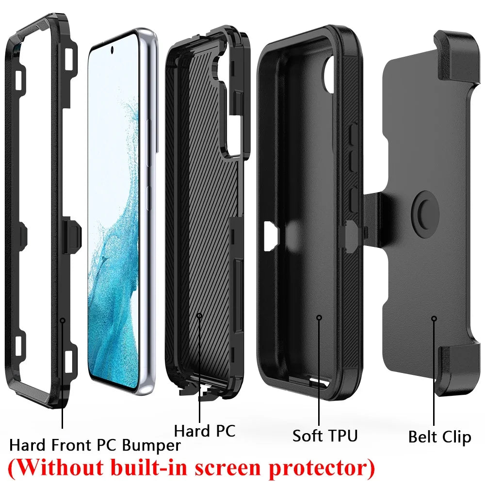 Samsung Galaxy S22 plus Case with Belt Clip Holster Heavy Duty Hard Shockproof Armor Protector Case Cover for Galaxy S22+ 5G Phone Case (Black)