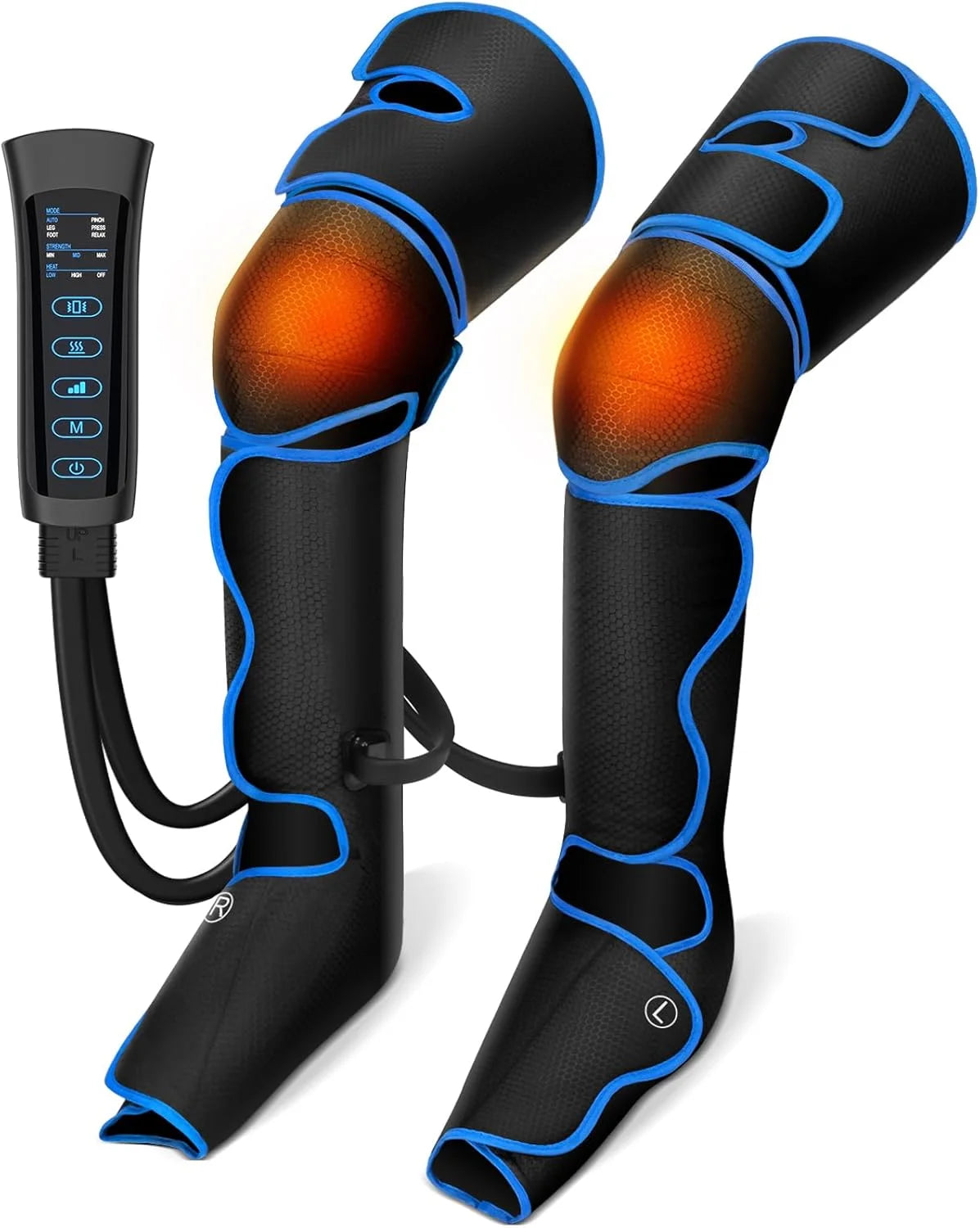 Leg Massager, Air Compression Foot Massager for Leg, Calf, Thigh, Vibration, Knee Heating, Helpful for Varicose Veins, Muscle Fatigue, Cramps, Swelling, Gift for Fathers' Mothers' Day