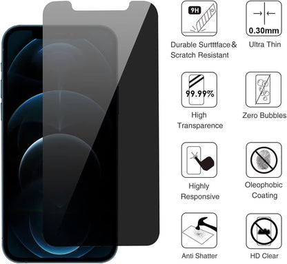 4X for Iphone 16 15 14 13 12 11 Pro Max Privacy Tempered GLASS Screen Protector