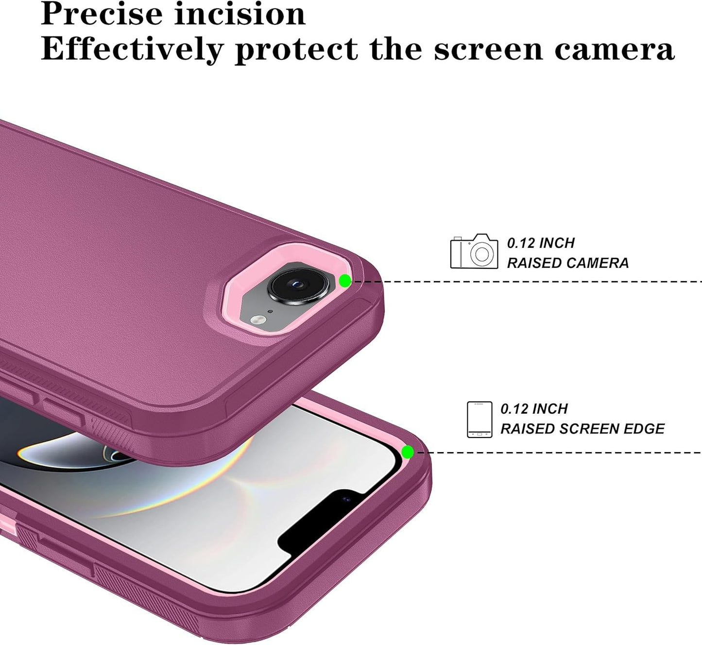 Phone Case for Iphone 16E with HD Screen 16E, Wineredpink