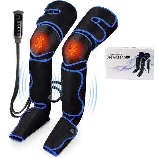 Leg Massager, Air Compression Foot Massager for Leg, Calf, Thigh, Vibration, Knee Heating, Helpful for Varicose Veins, Muscle Fatigue, Cramps, Swelling, Gift for Fathers' Mothers' Day